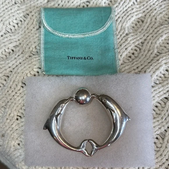 Tiffany & Co. Sterling Silver Dolphin Baby Rattle in Tiffany Pouch